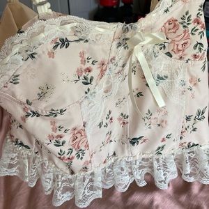 Soft girl Flowery Corset Top